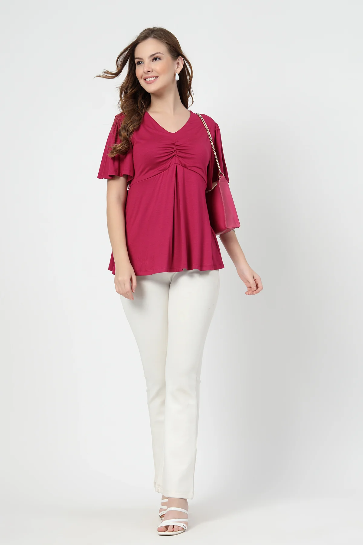 Feeding top with in-built bra - Deep Rose - Image 11