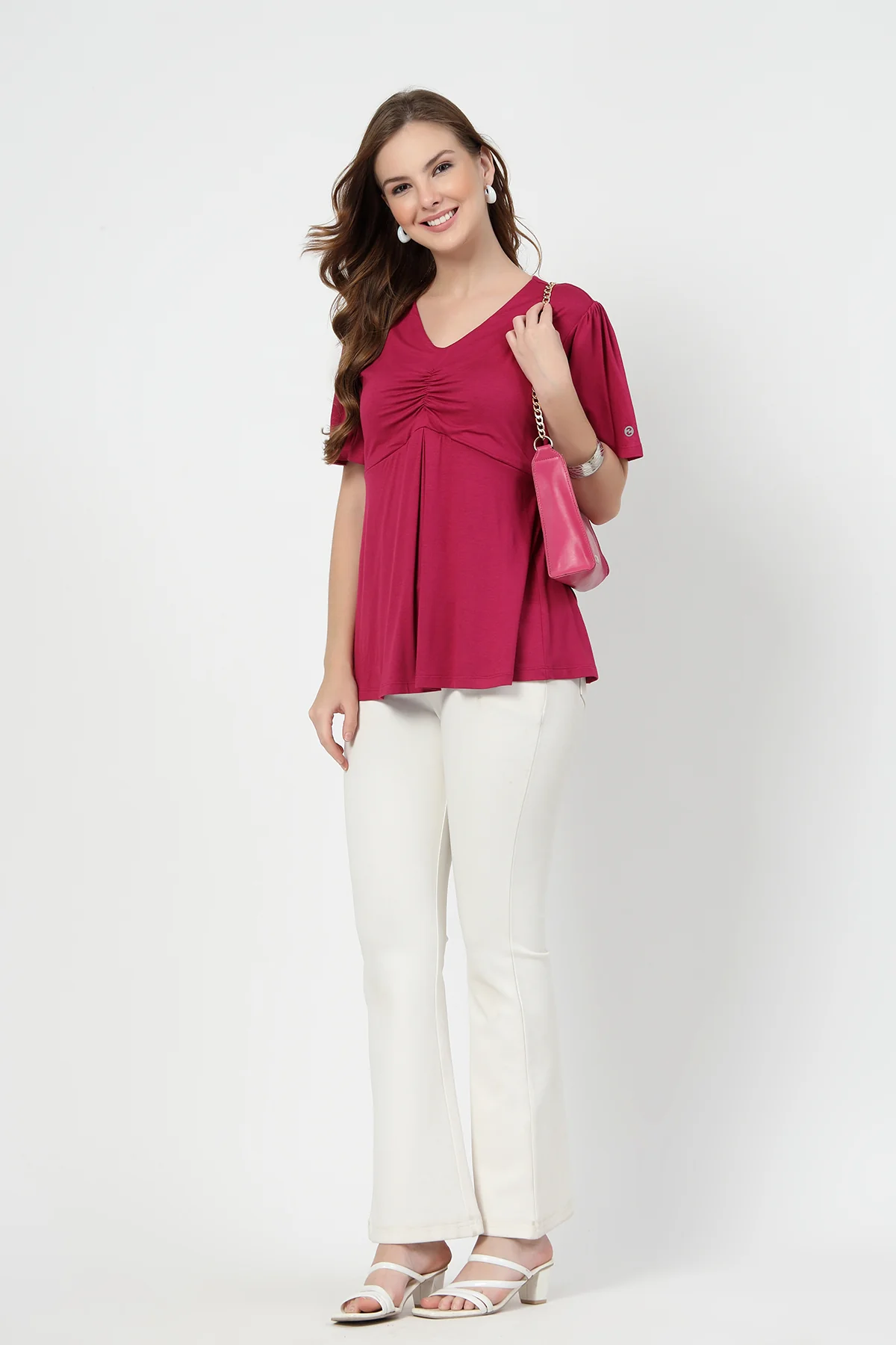 Feeding top with in-built bra - Deep Rose - Image 12