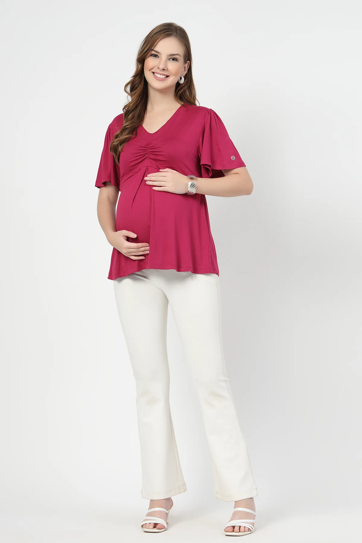 Feeding top with in-built bra - Deep Rose - Image 5