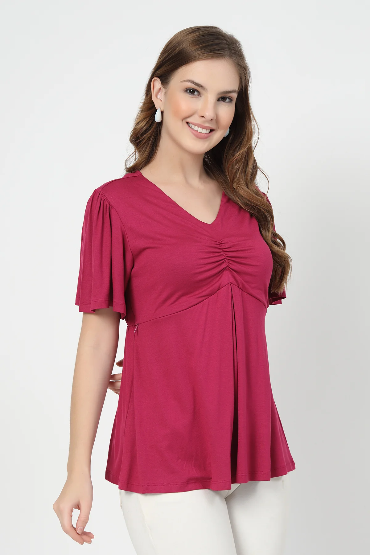 Feeding top with in-built bra - Deep Rose - Image 8