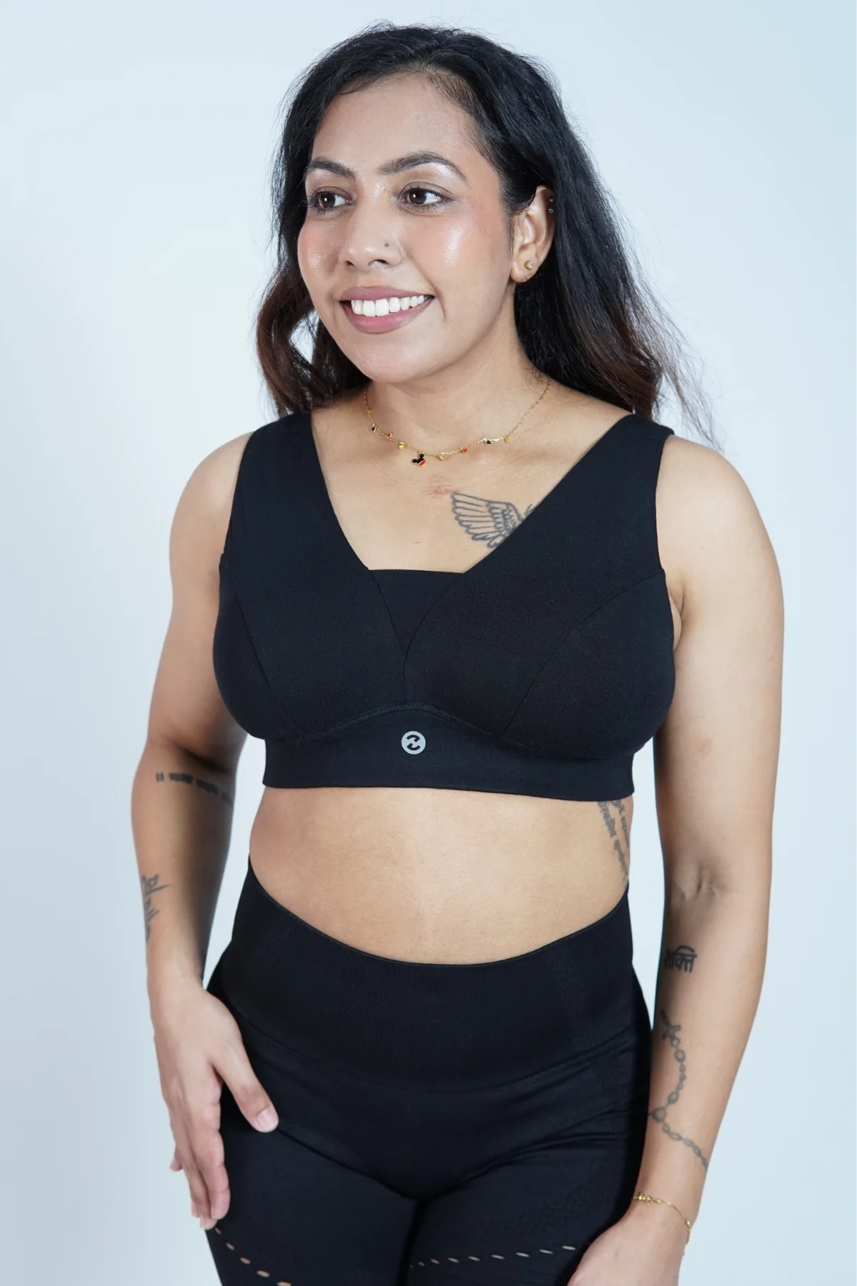 Fixed Padded Modal Maternity Feeding Bra with Support - Black - Image 6