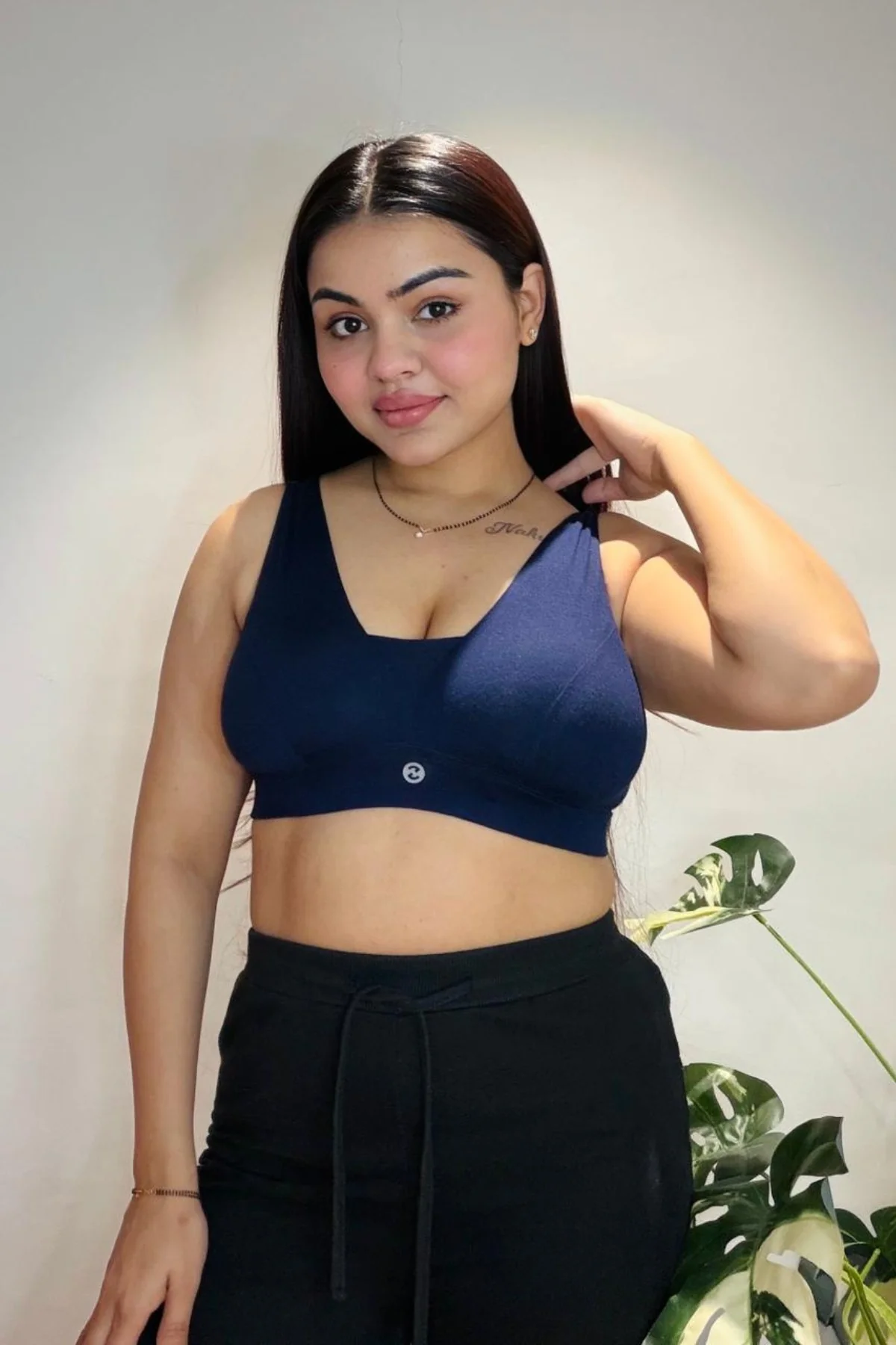 Fixed Padded Modal Maternity Feeding Bra with Support - Navy - Image 17