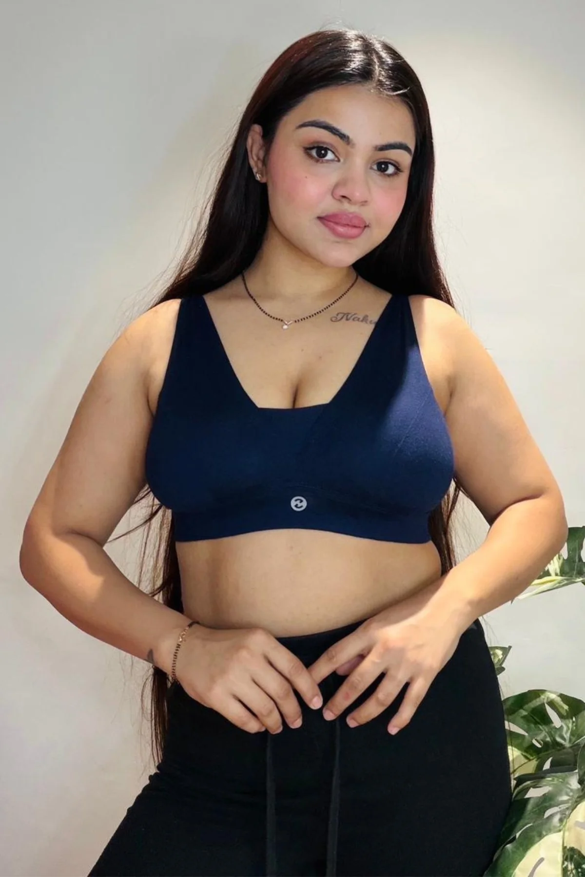 Fixed Padded Modal Maternity Feeding Bra with Support - Navy - Image 6