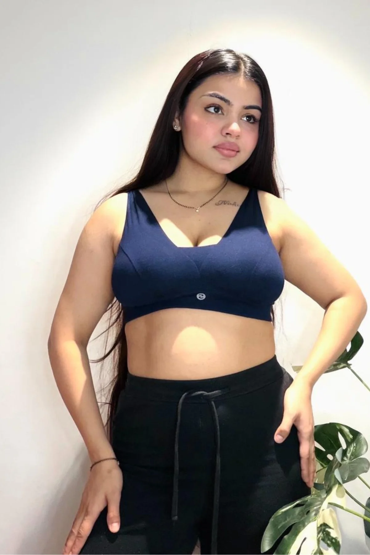 Fixed Padded Modal Maternity Feeding Bra with Support - Navy - Image 8