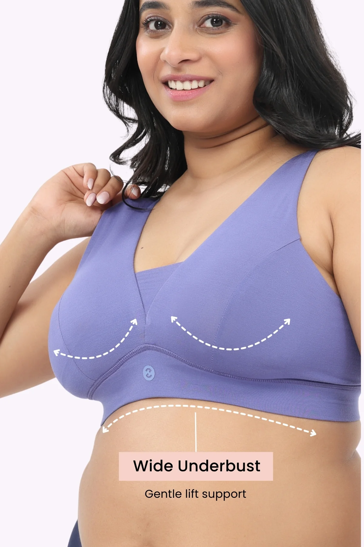 Fixed Padded Modal Maternity Feeding Bra with Support - Royal Blue - Image 4