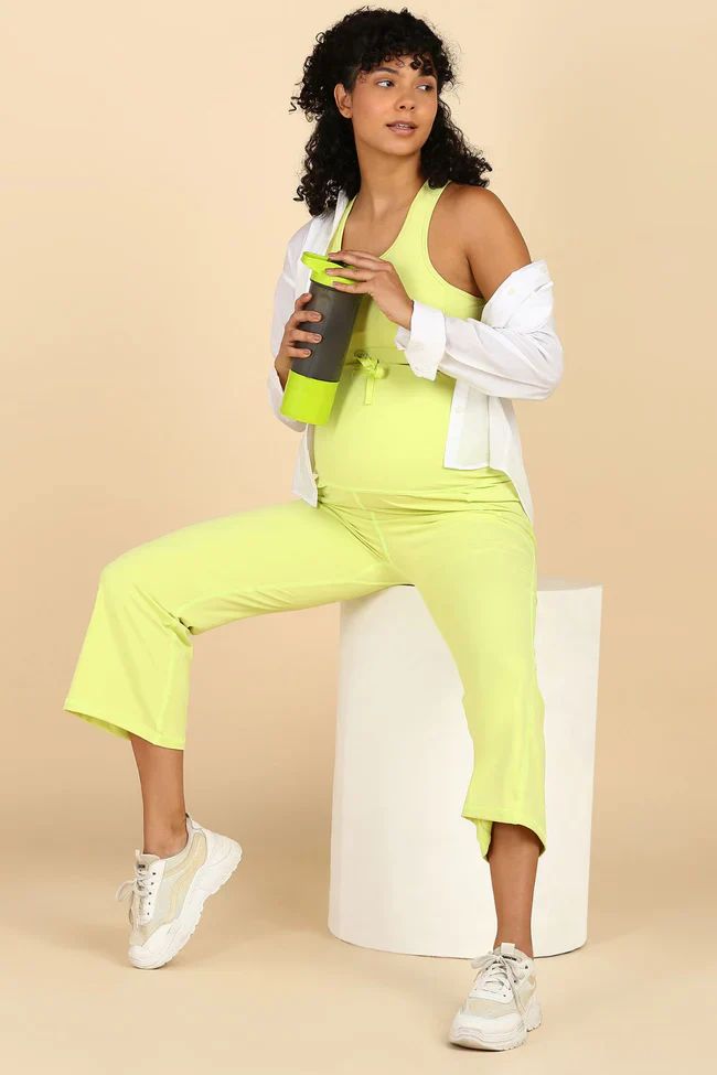 Full Bump-Coverage Lime Flair Maternity Pants - Image 7