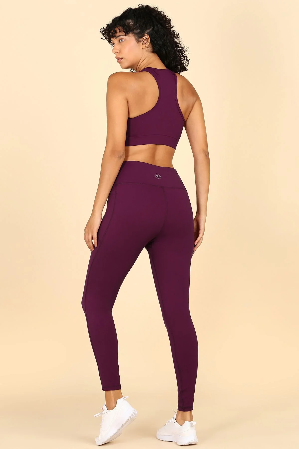High Waisted Gentle Compression Wine Postpartum Leggings - Image 7
