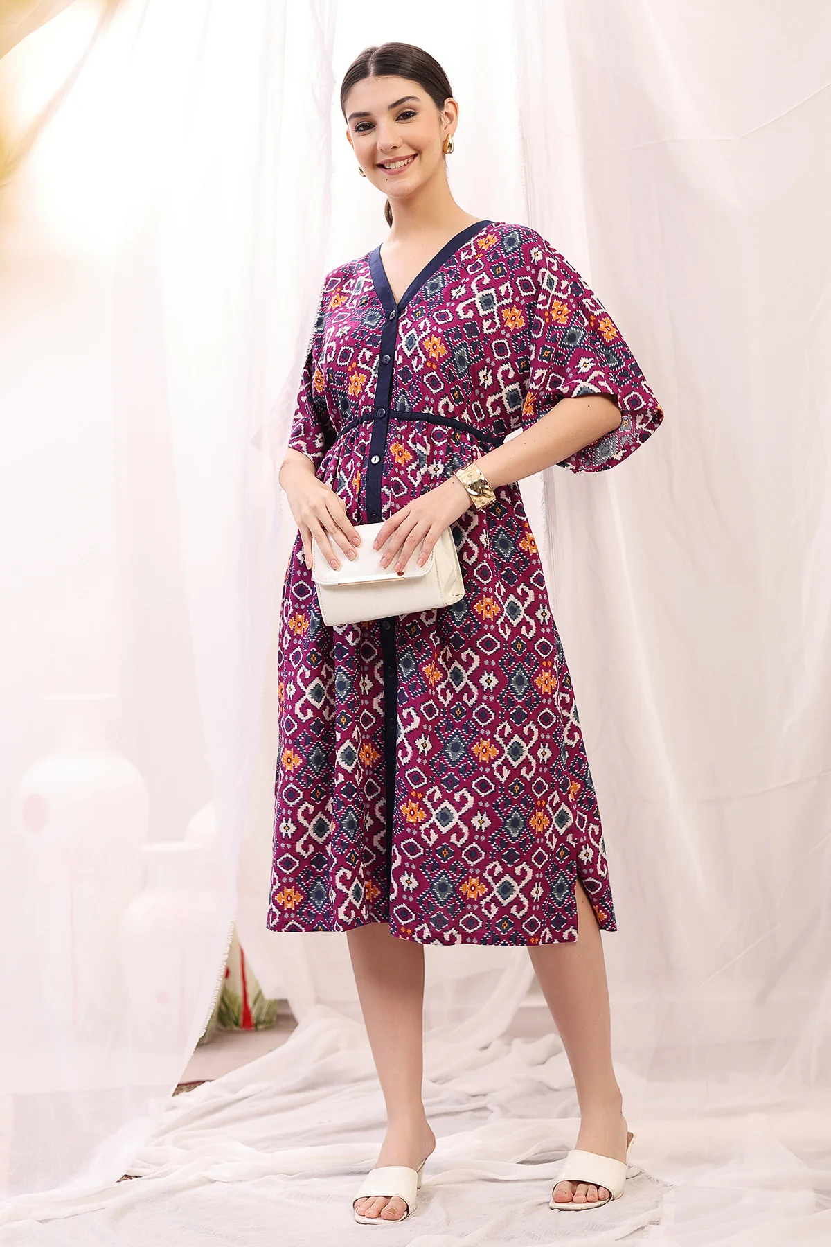 Floral Printed Zipless Feeding Shirtdress - Multi