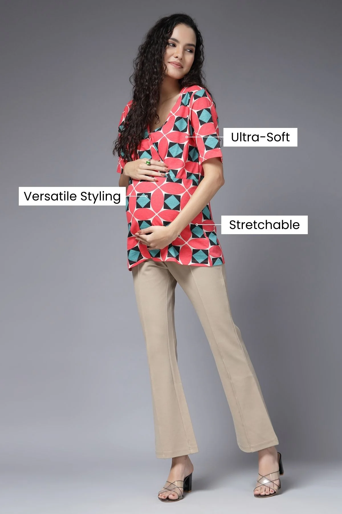 Geometric Grace Maternity Zipless Feeding Top - Image 5