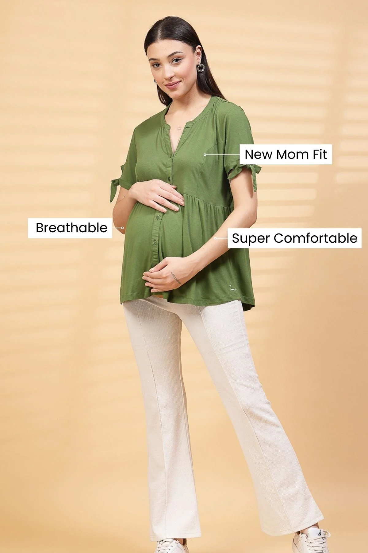 Green Solid Button Top For Zipless Feeding - Image 12