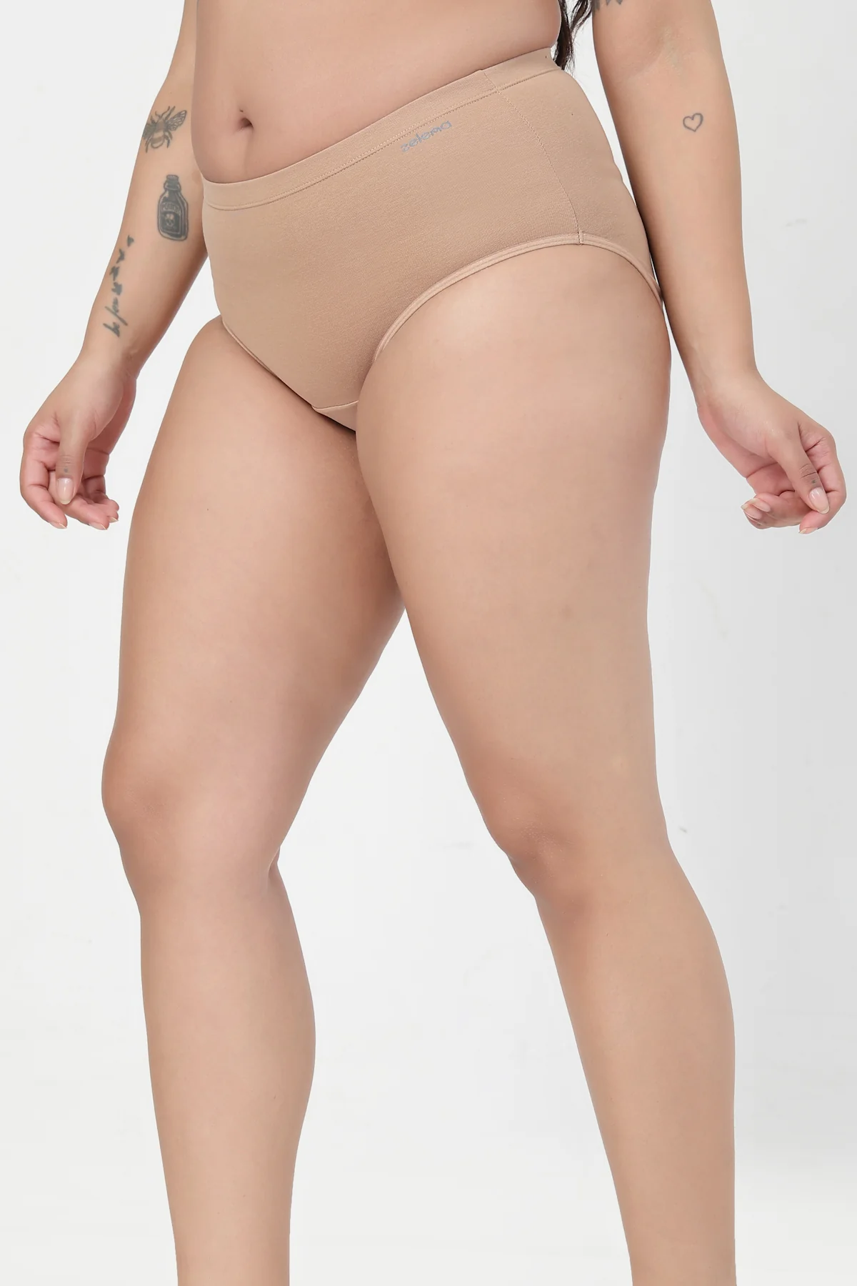 High-Waist Cotton Comfort Hipster (Pack of 4) (Black, Blush, Grey Melange & Light Skin) - Image 10
