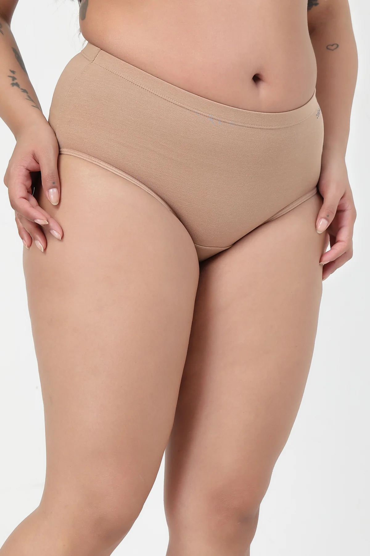 High-Waist Cotton Comfort Hipster (Pack of 4) (Black, Blush, Grey Melange & Light Skin) - Image 12