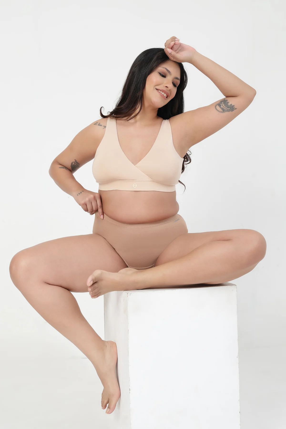 High-Waist Cotton Comfort Hipster (Pack of 4) (Black, Blush, Grey Melange & Light Skin) - Image 15