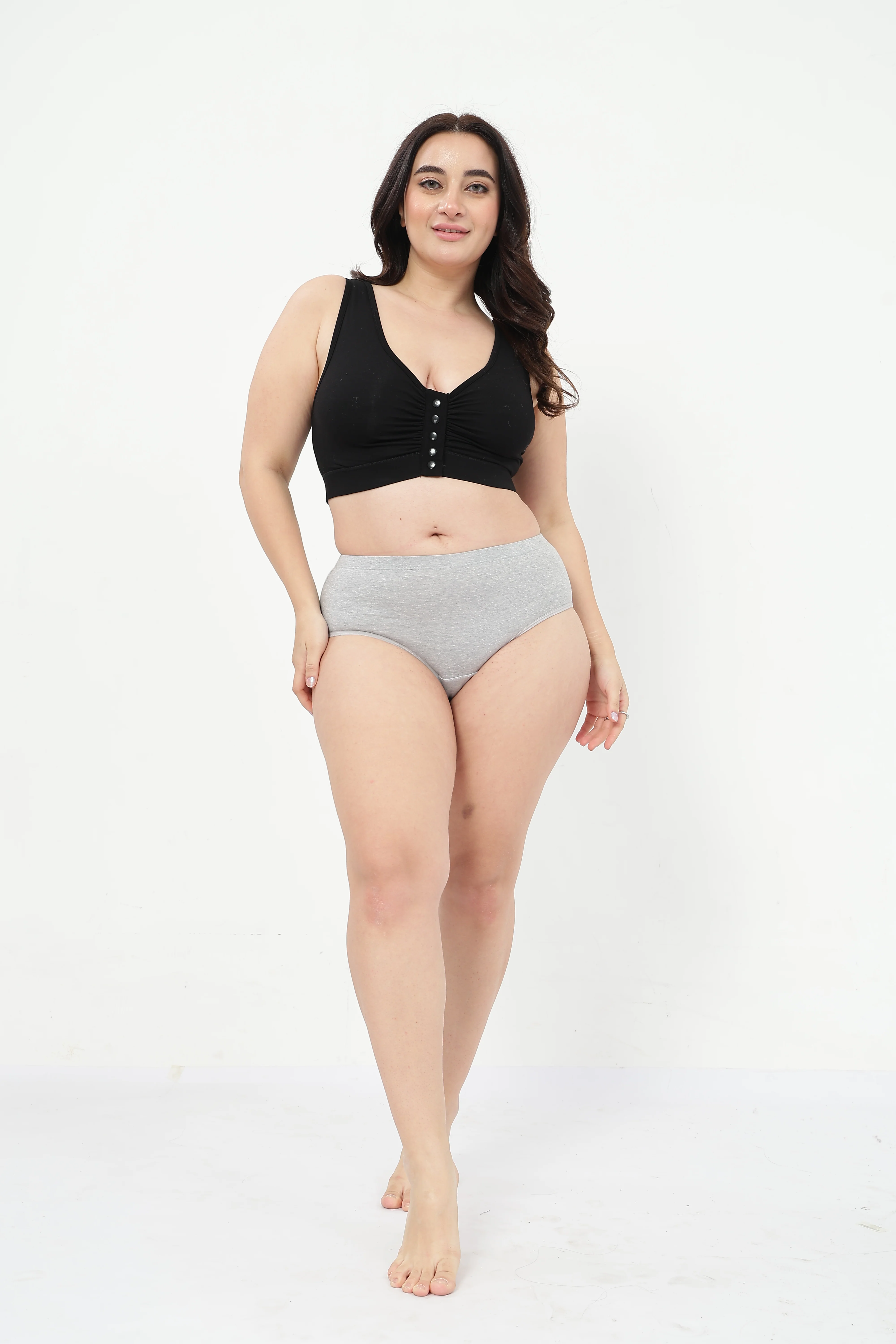 High-Waist Cotton Comfort Hipster (Pack of 3) (Black, Blush & Grey Melange) - Image 16