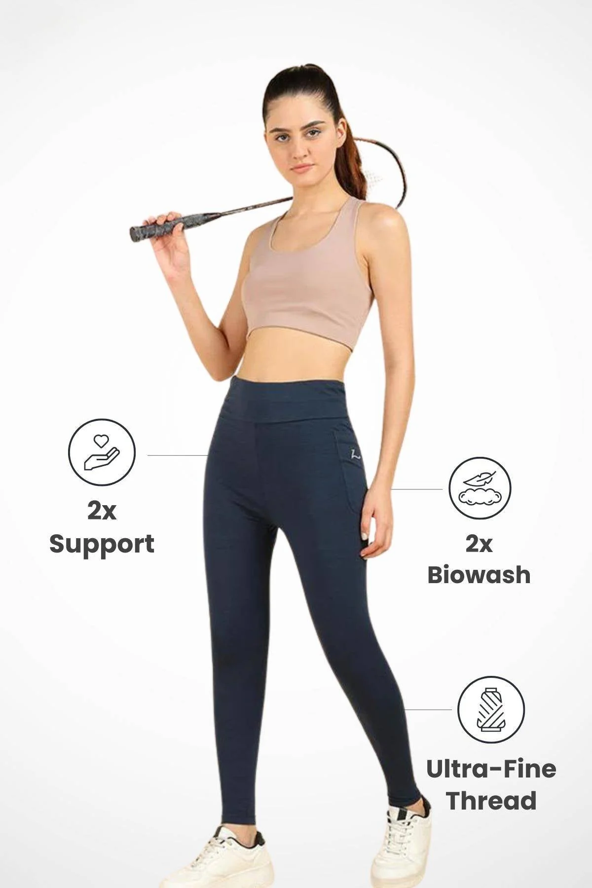 High Waist Navy Blue Mom Legging - Image 8