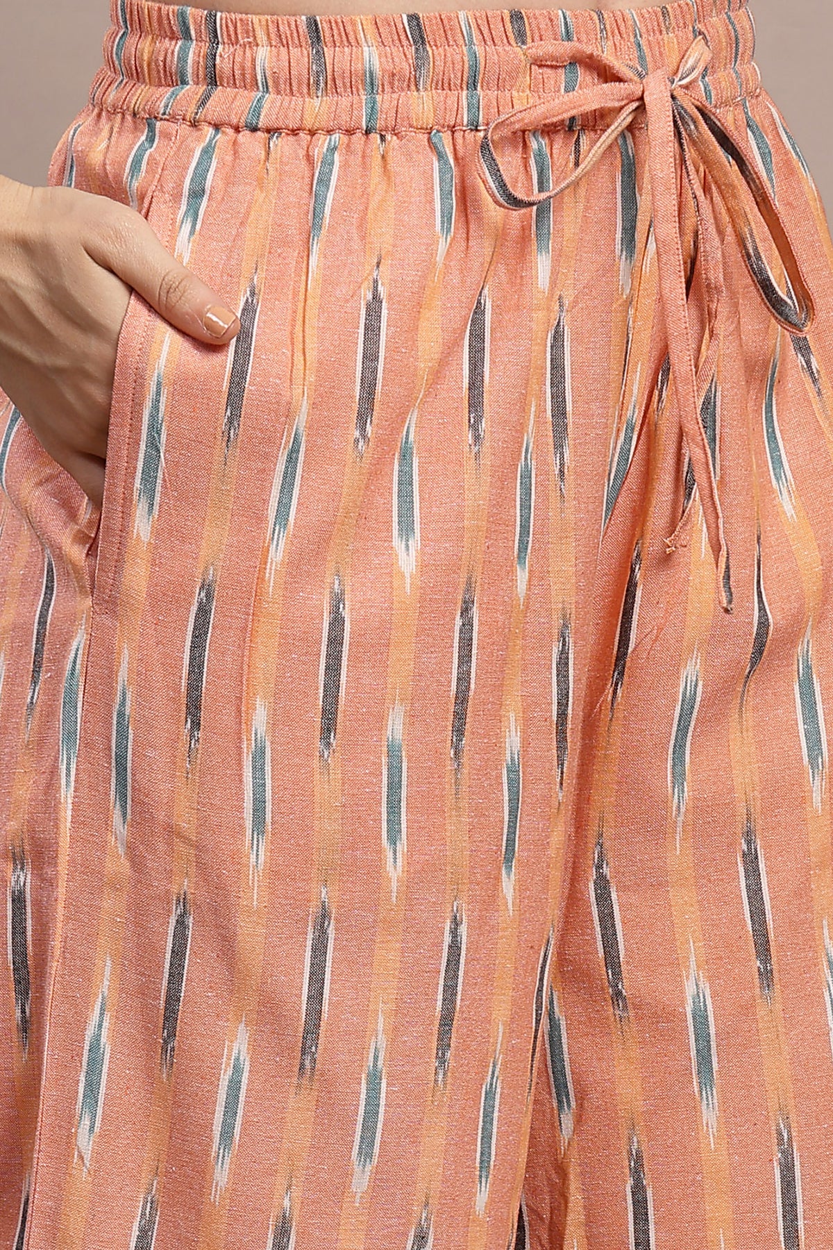 Ikat A Line Zipless Maternity Co-ord Set - Peach - Image 9
