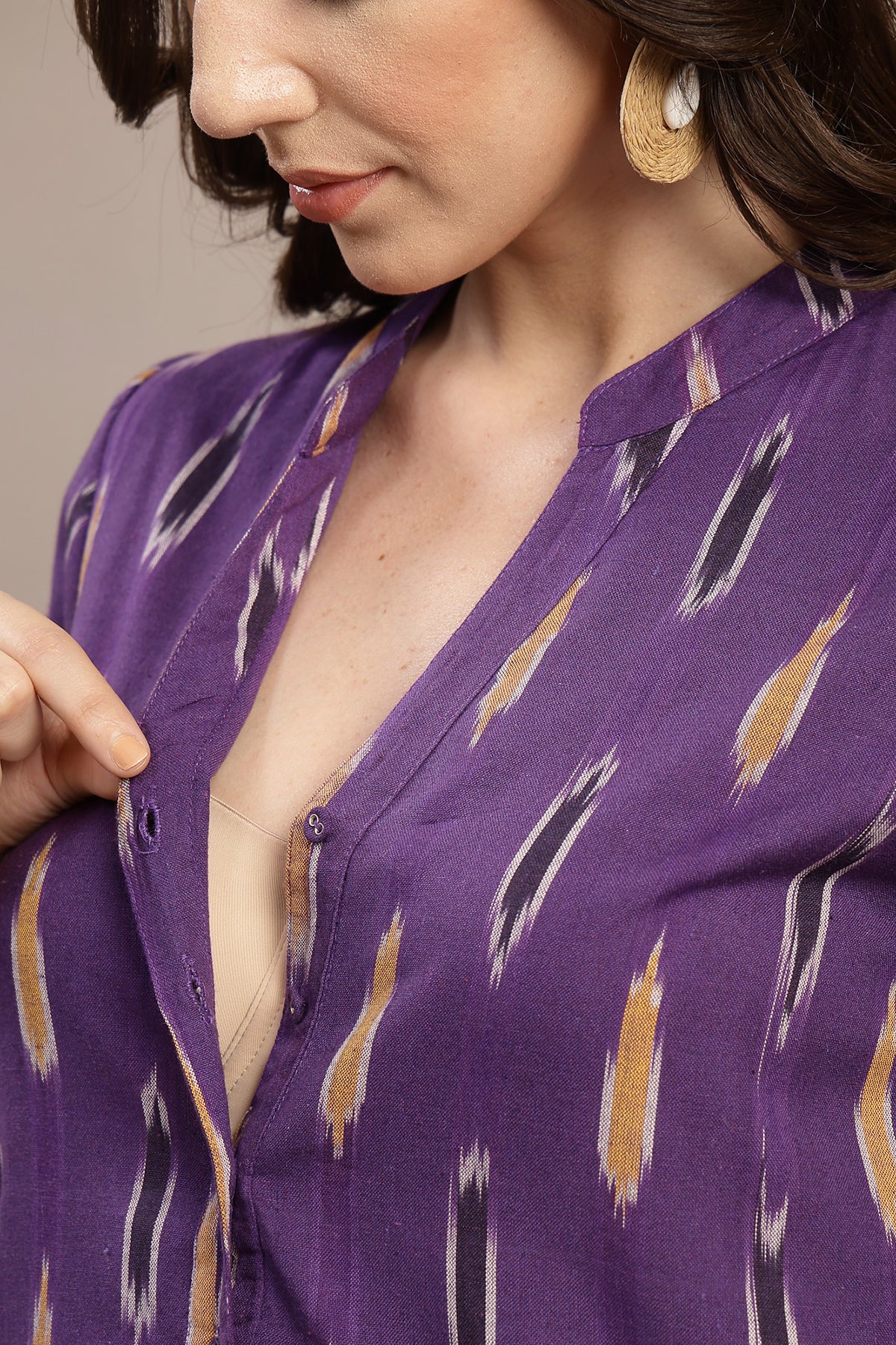 Ikat Zipless Maternity Kurta - Indigo Blue - Image 2