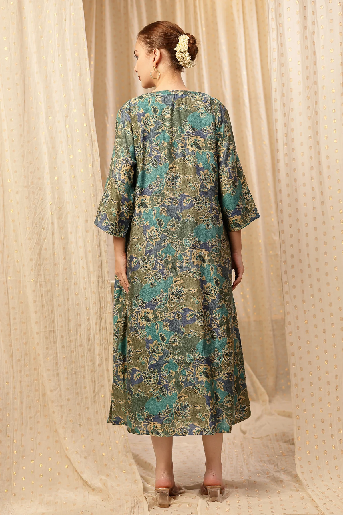Laila – The Jewel-Tone Feeding Jacket Dress Set - Deep Navy - Image 5