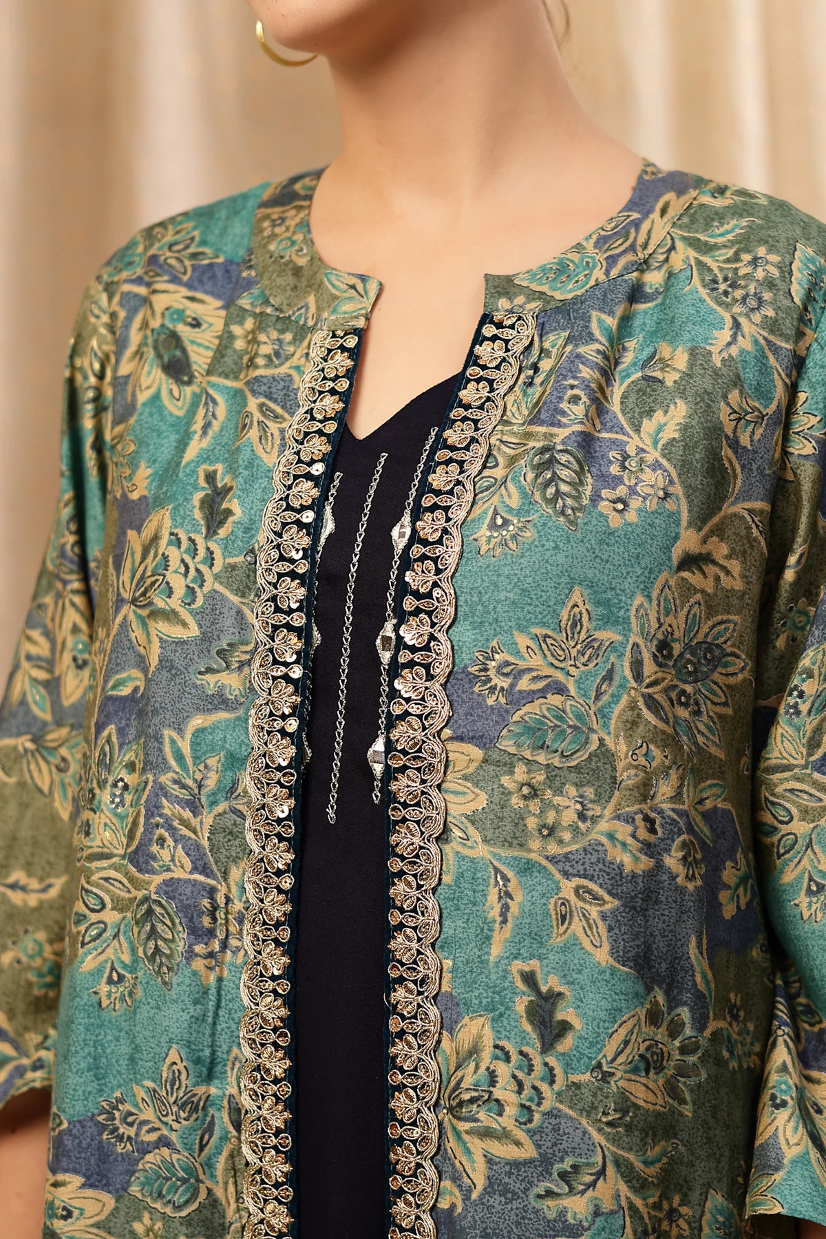Laila – The Jewel-Tone Feeding Jacket Dress Set - Deep Navy - Image 8