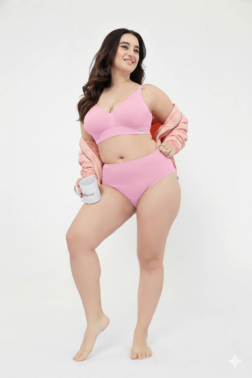 Lira Ribbed Cotton Nursing Padded Bra - Baby Pink - Image 8