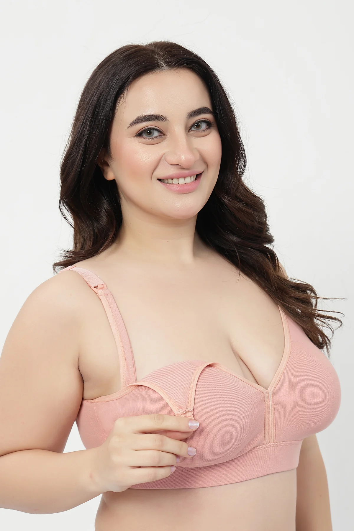 Lira Ribbed Cotton Nursing Padded Bra - Rose Gold - Image 12