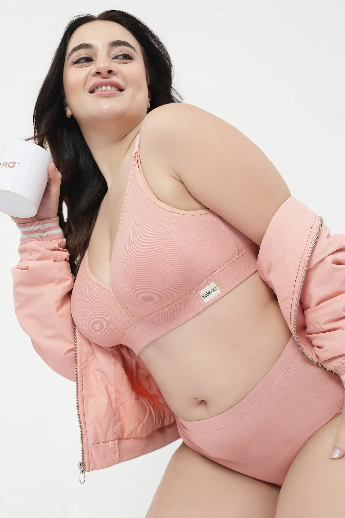 Lira Ribbed Cotton Nursing Padded Bra - Rose Gold - Image 16