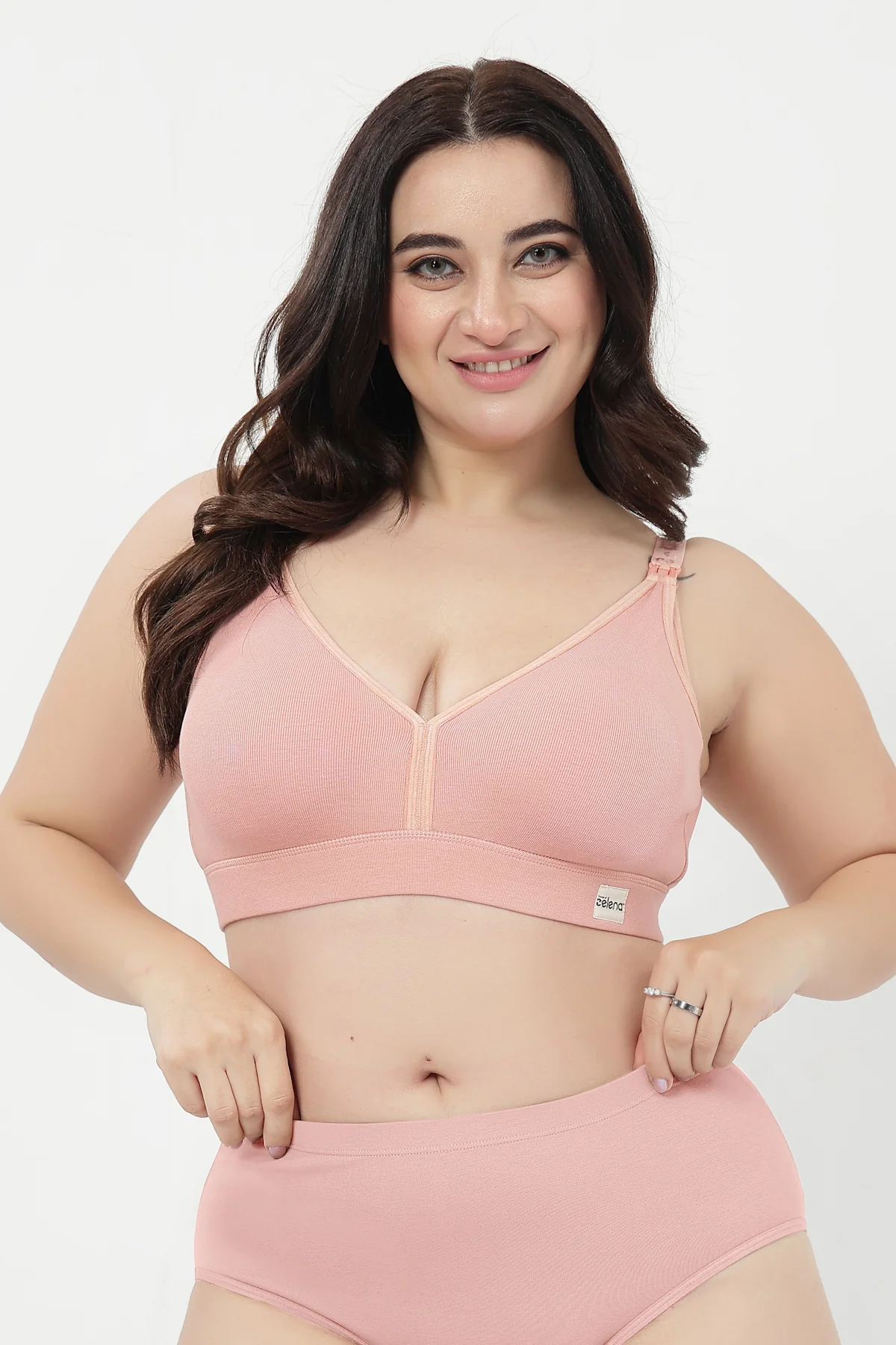 Lira Ribbed Cotton Nursing Padded Bra - Rose Gold - Image 8