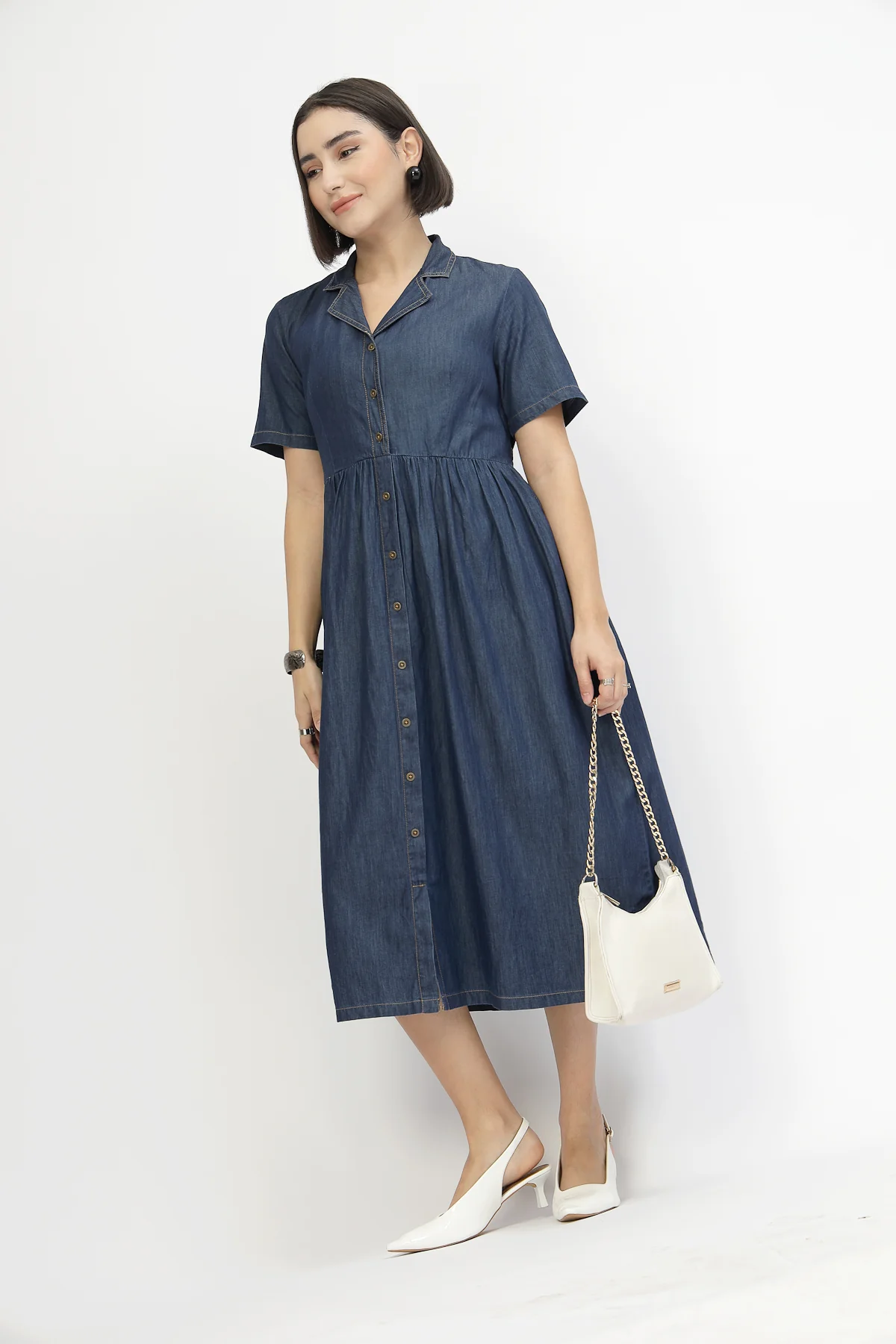 Maternity Denim Zipless Feeding Dress - Denim Blue - Image 10