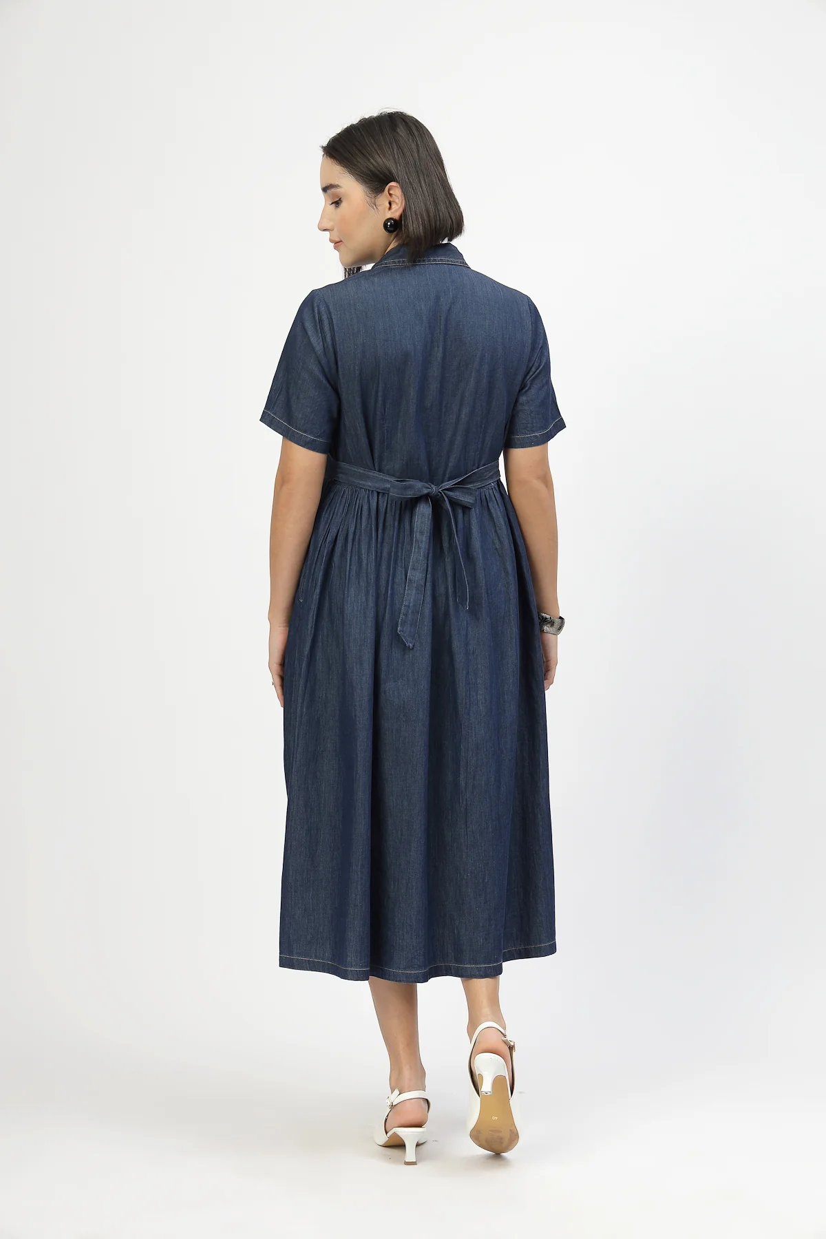 Maternity Denim Zipless Feeding Dress - Denim Blue - Image 5