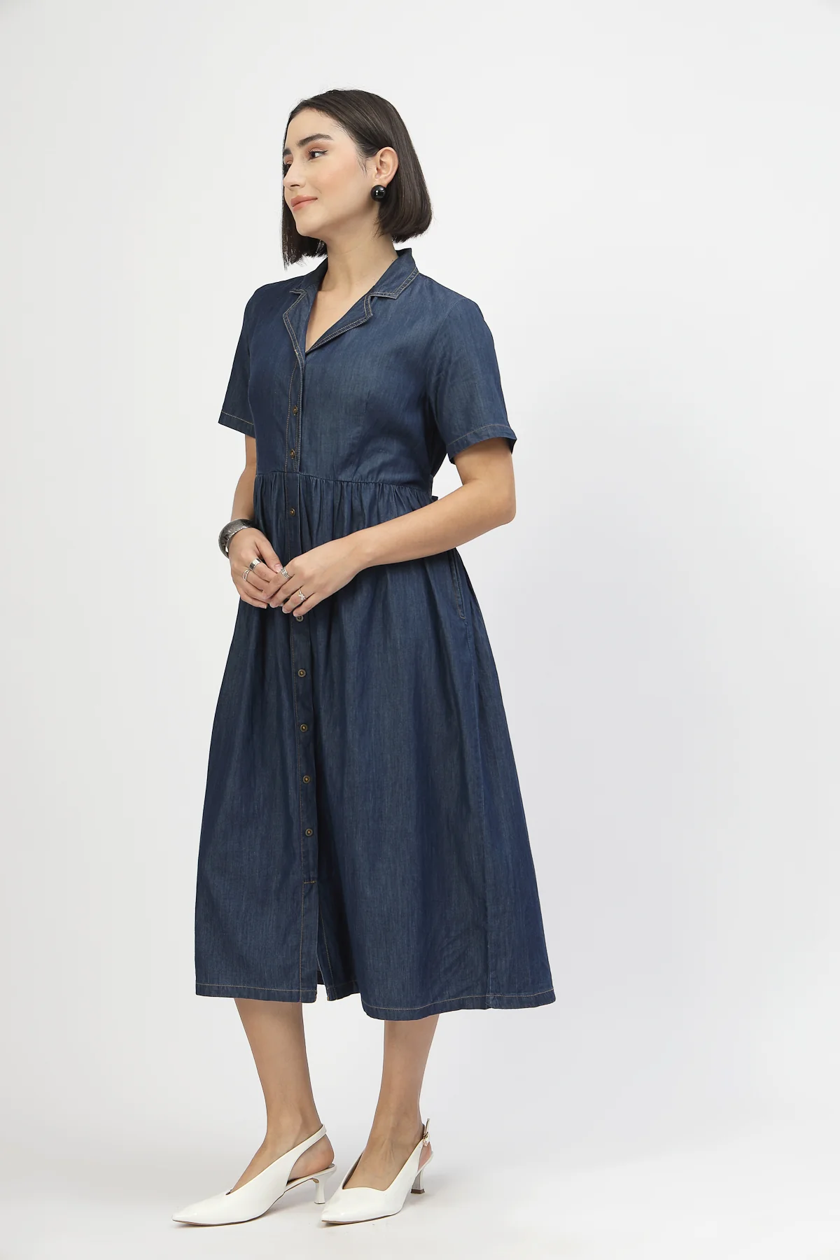 Maternity Denim Zipless Feeding Dress - Denim Blue - Image 8