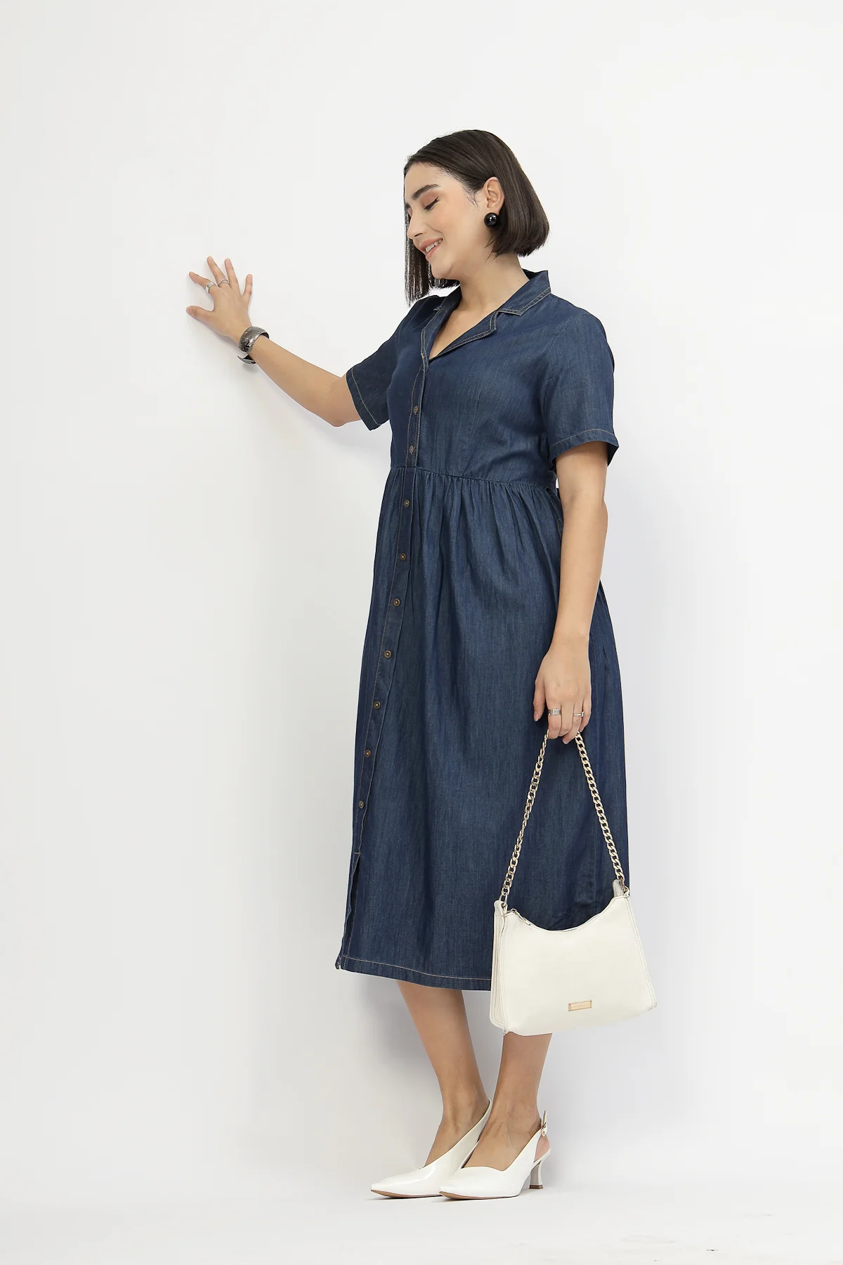 Maternity Denim Zipless Feeding Dress - Denim Blue - Image 9
