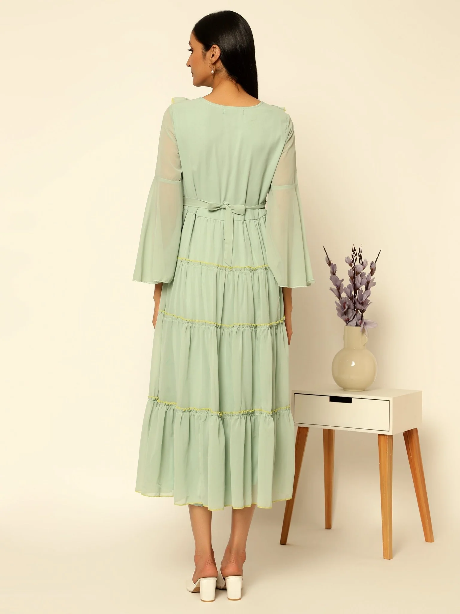 Maternity Photoshoot Special : Light Green Gown with Pocket - Image 5