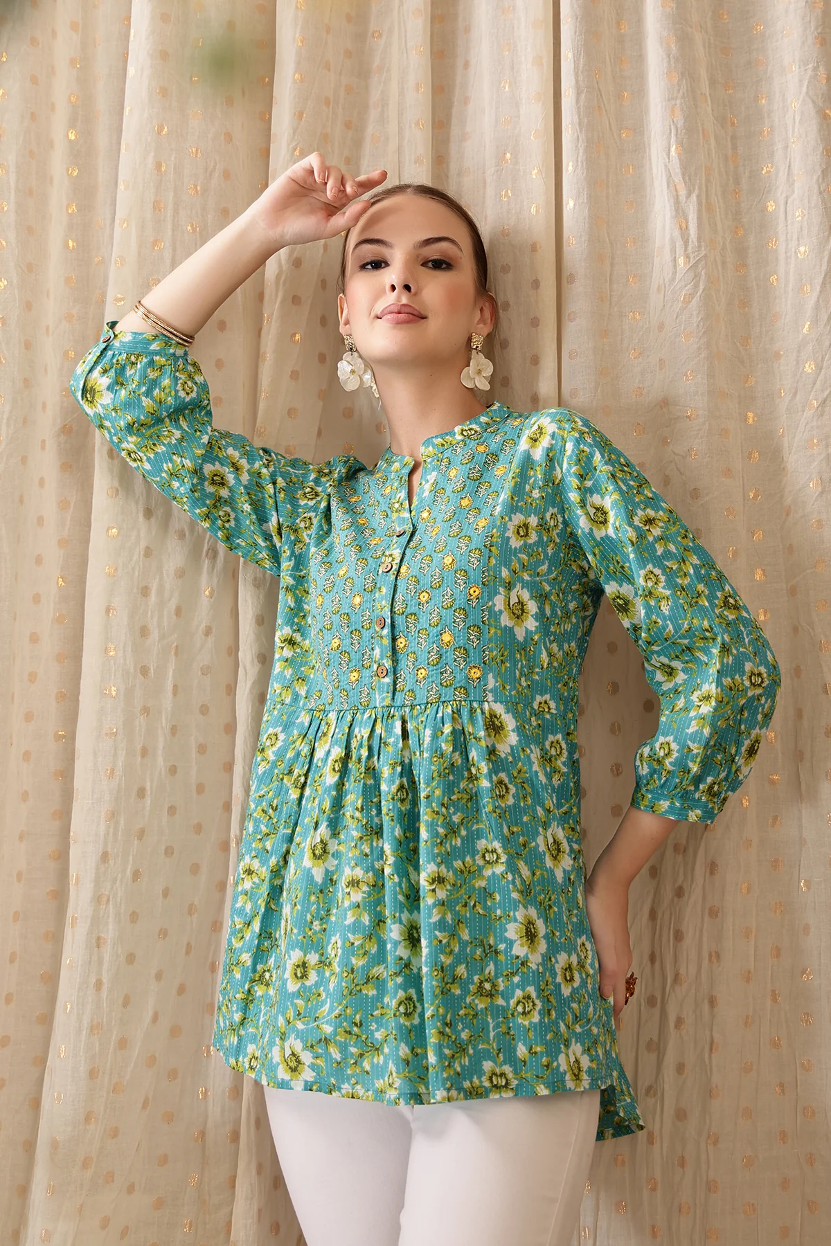 Maternity Zipless Feeding Peplum Top - Sea Green