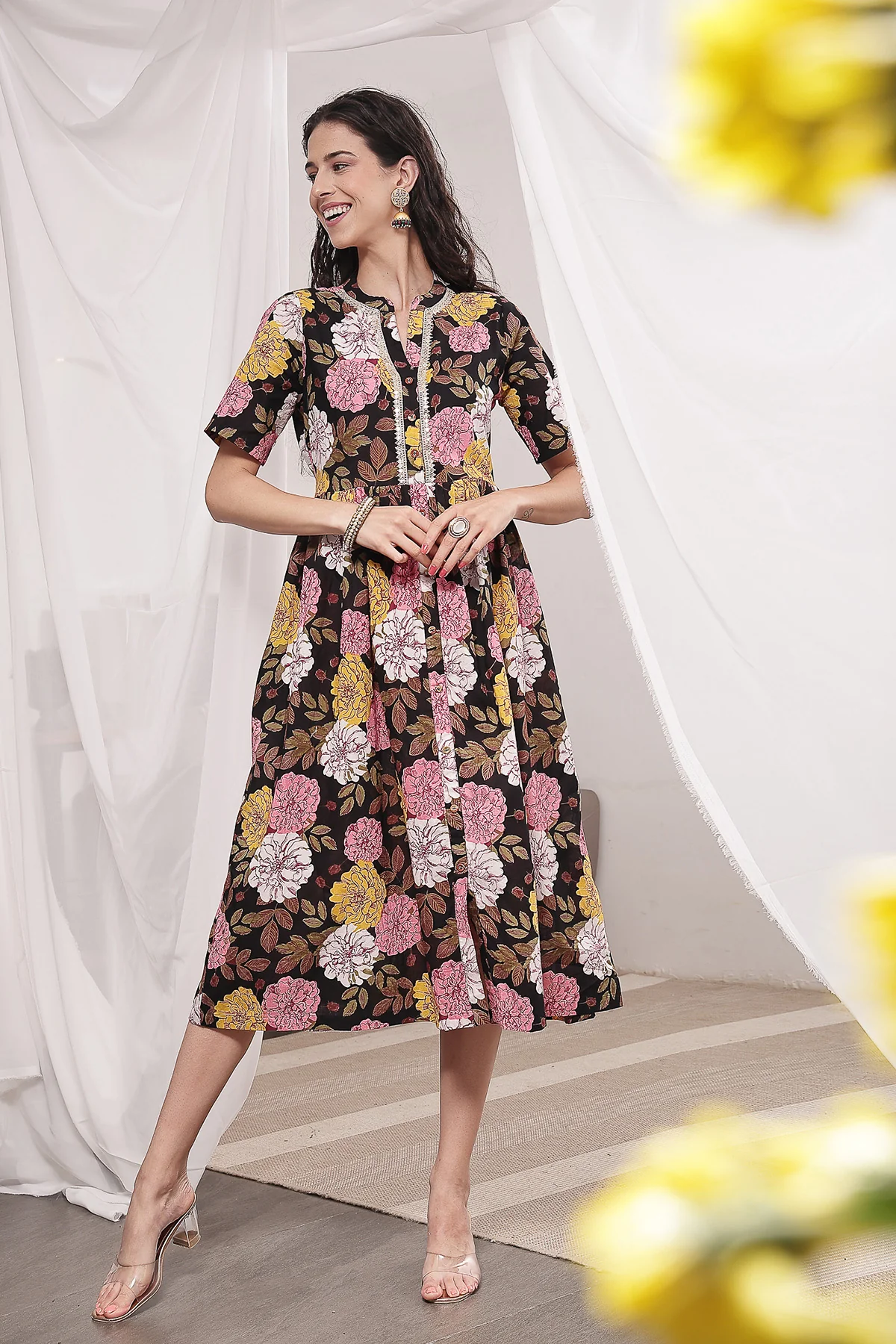 Mehr – The Festive Zipless Feeding Lapel Dress- Dark Wine