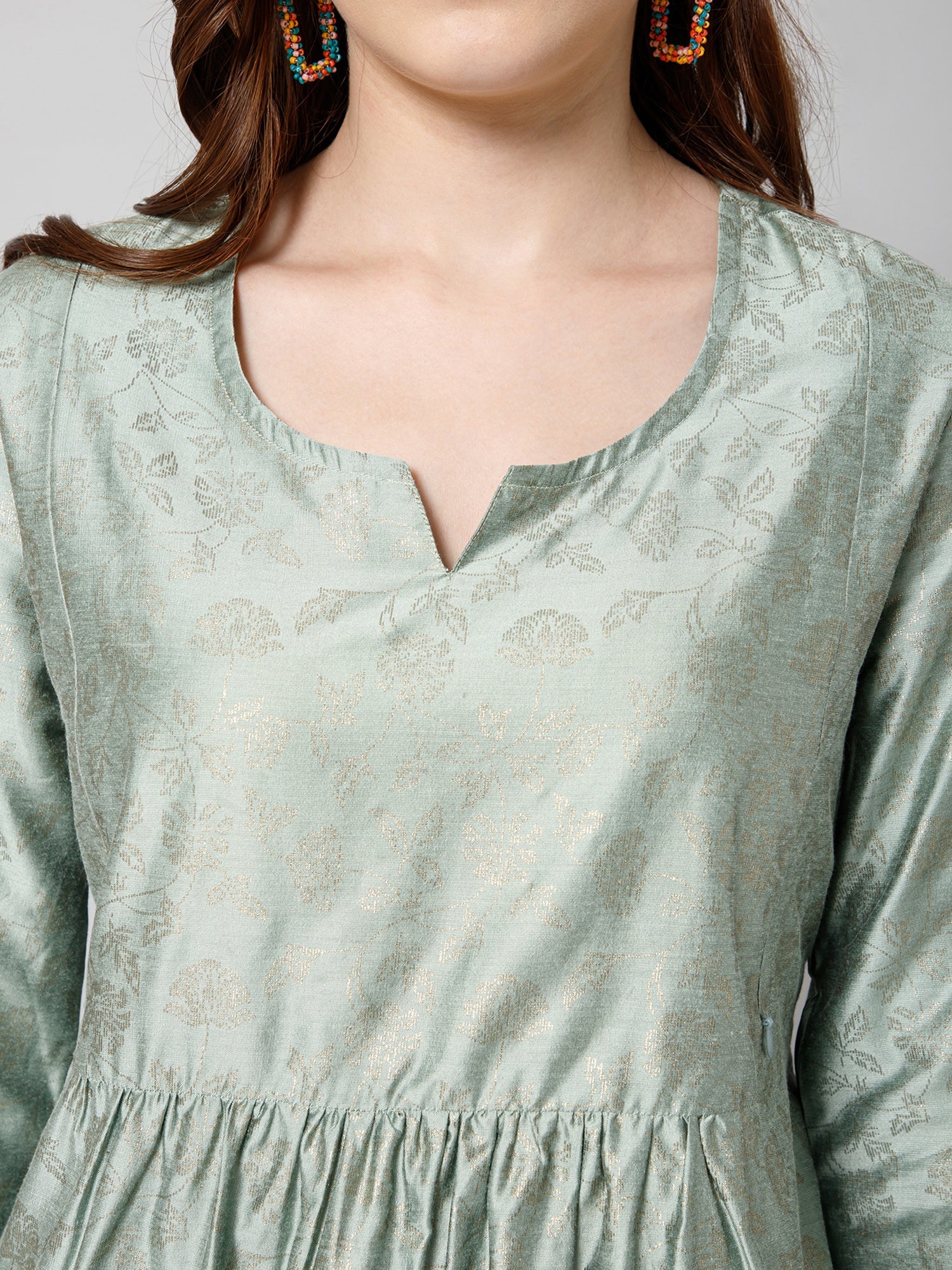 Pebble Grey Printed Maternity Short Top with Pocket - Image 10
