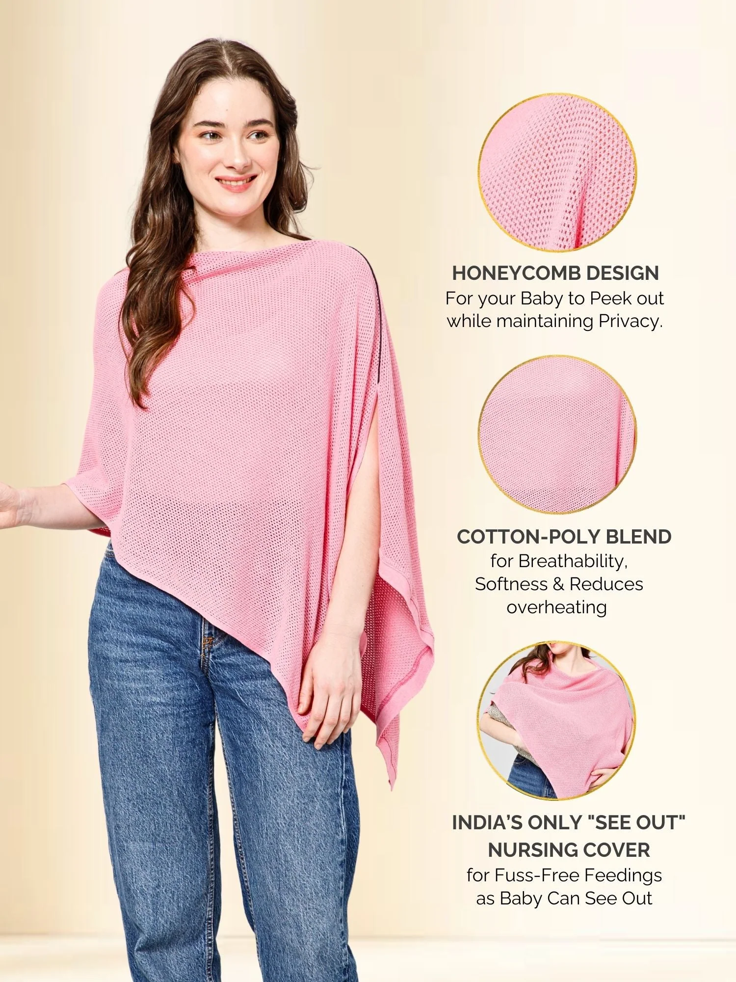 Rosy Pink Honeycomb Feeding & Nursing Cover - Image 4