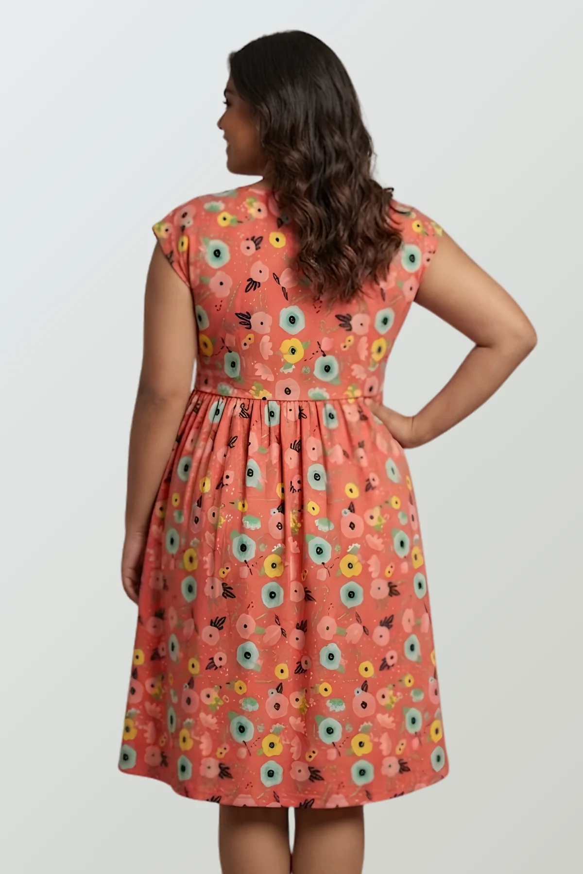 Red Floral Printed Maternity Zipless Feeding Dress - Image 3