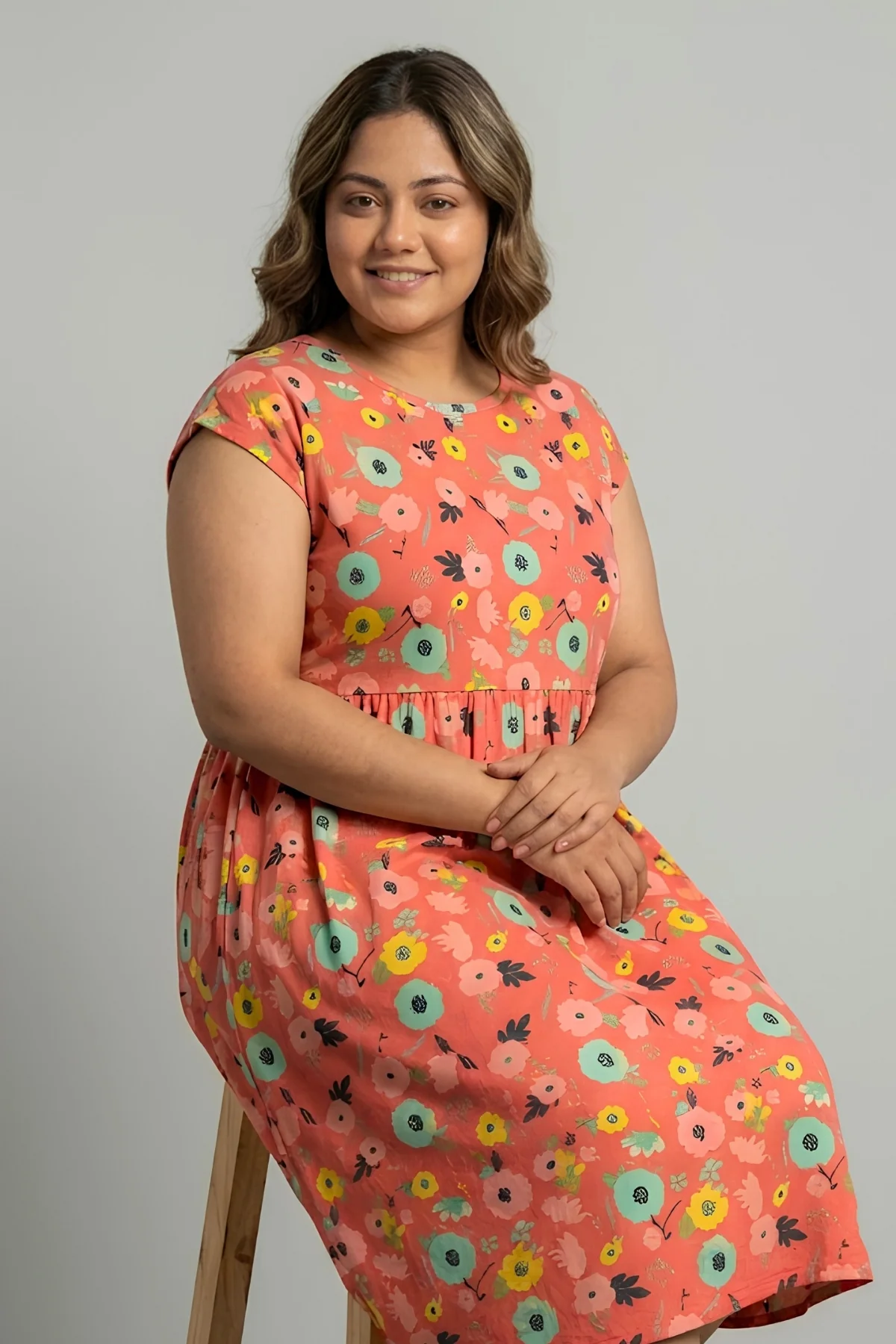 Red Floral Printed Maternity Zipless Feeding Dress - Image 5