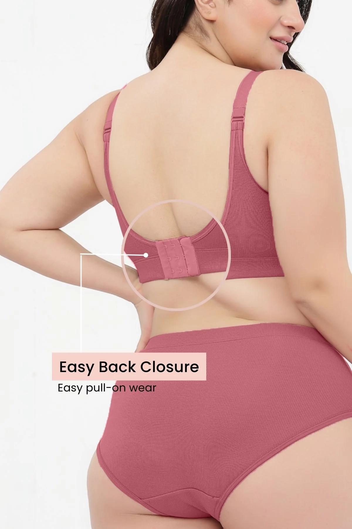 Riva Fine Rib Bra & Mid Rise Panty Set - Blush - Image 2
