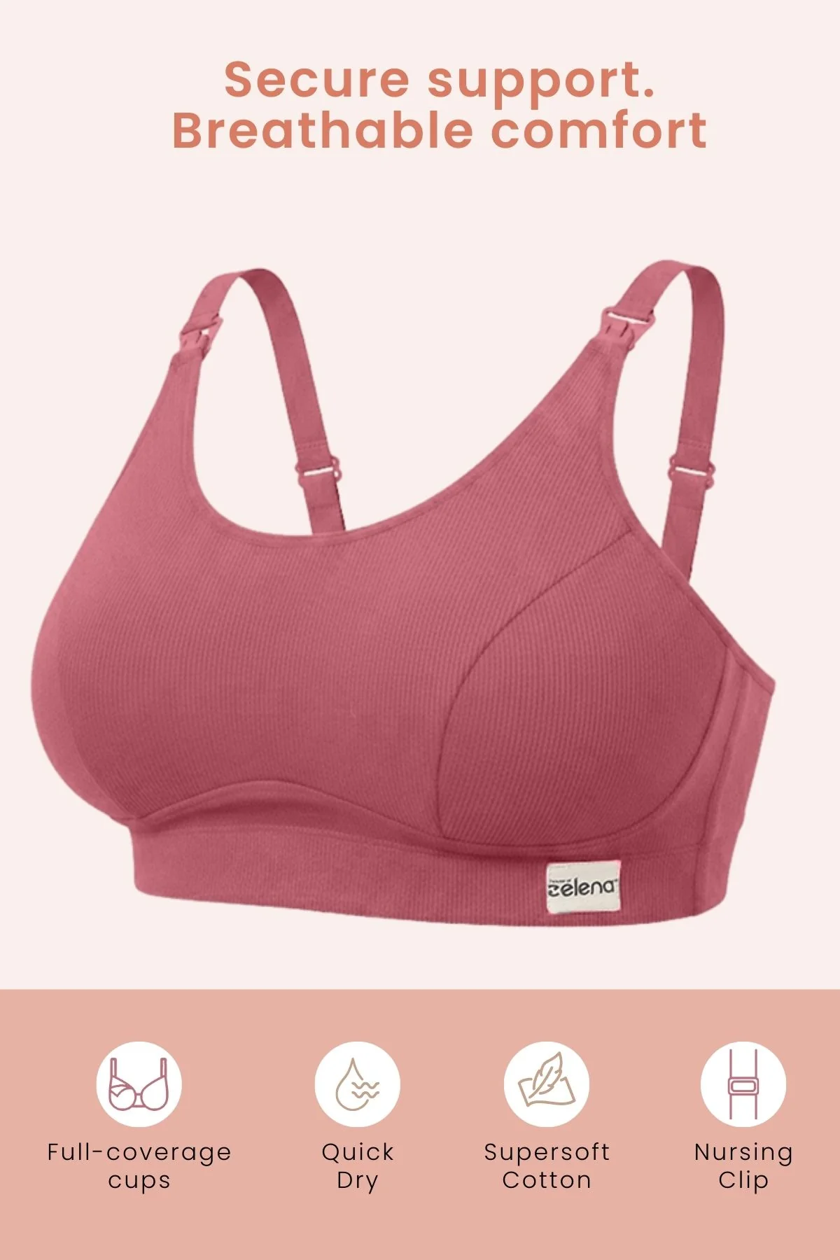 Riva Fine Rib Bra & Mid Rise Panty Set - Blush - Image 4