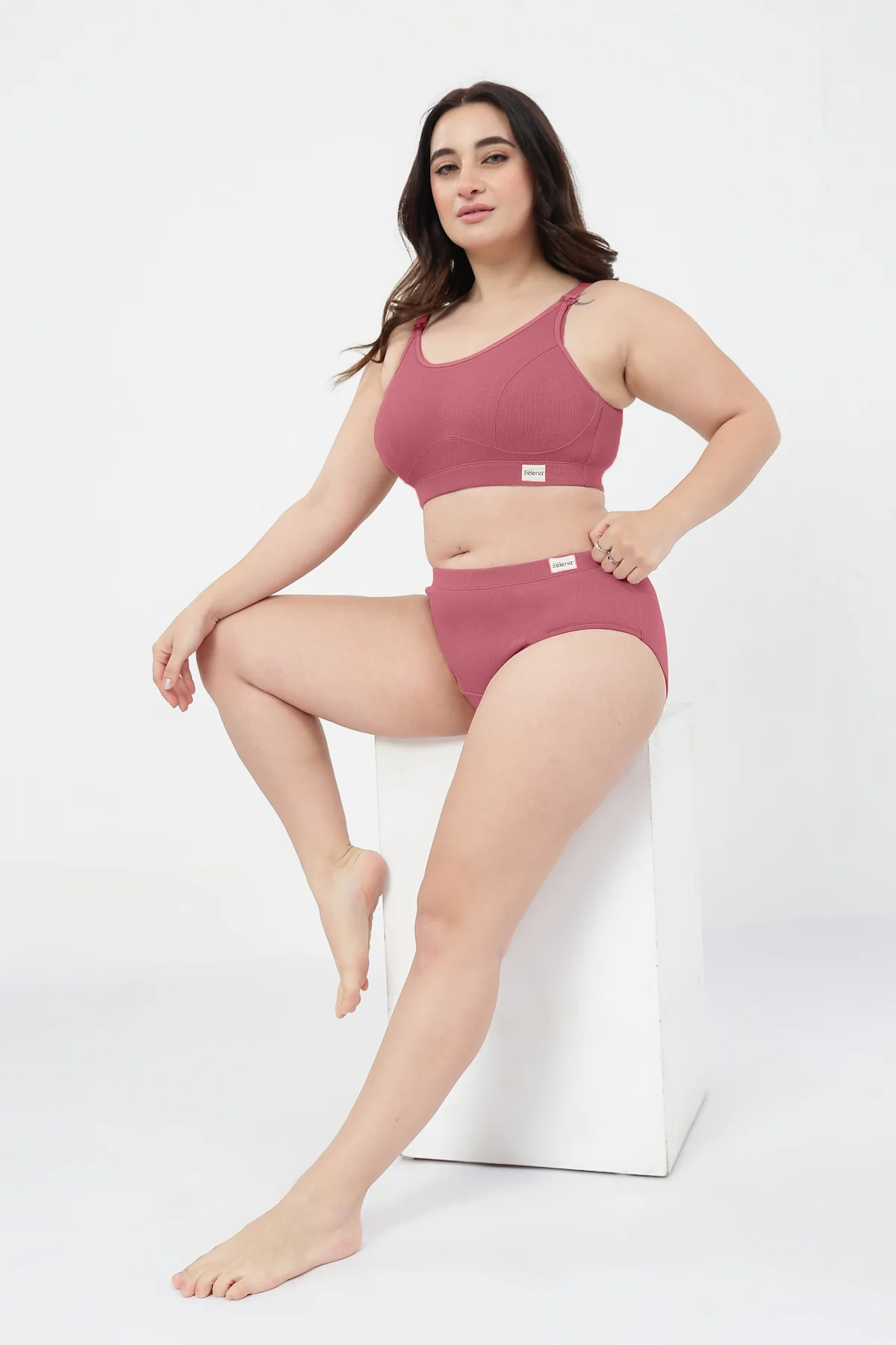 Riva Fine-Rib Cotton Feeding Bra - Blush - Image 11