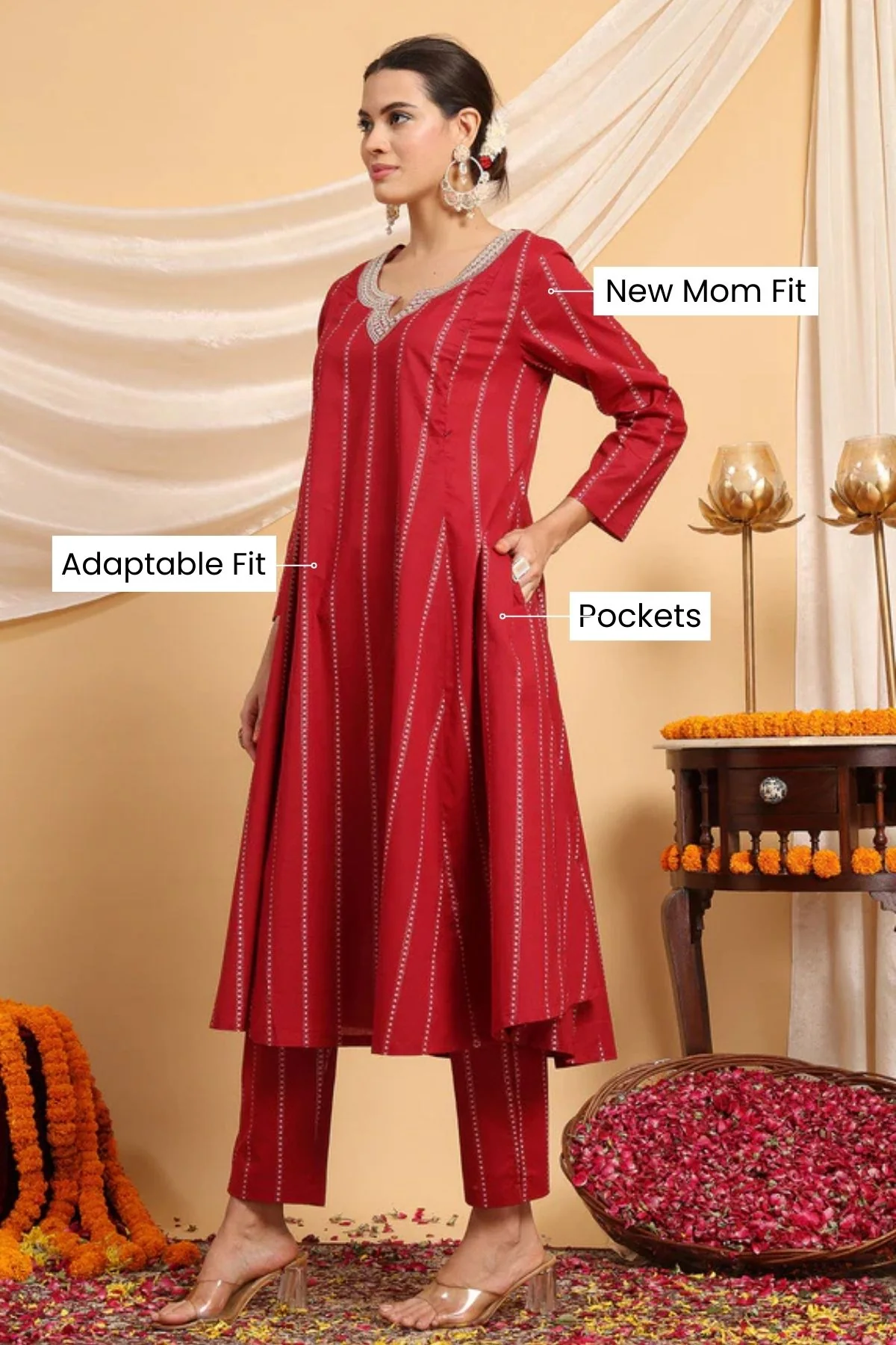 Ruby Essence Mirror Reflections Festive Maternity Feeding Suit Set - Image 4