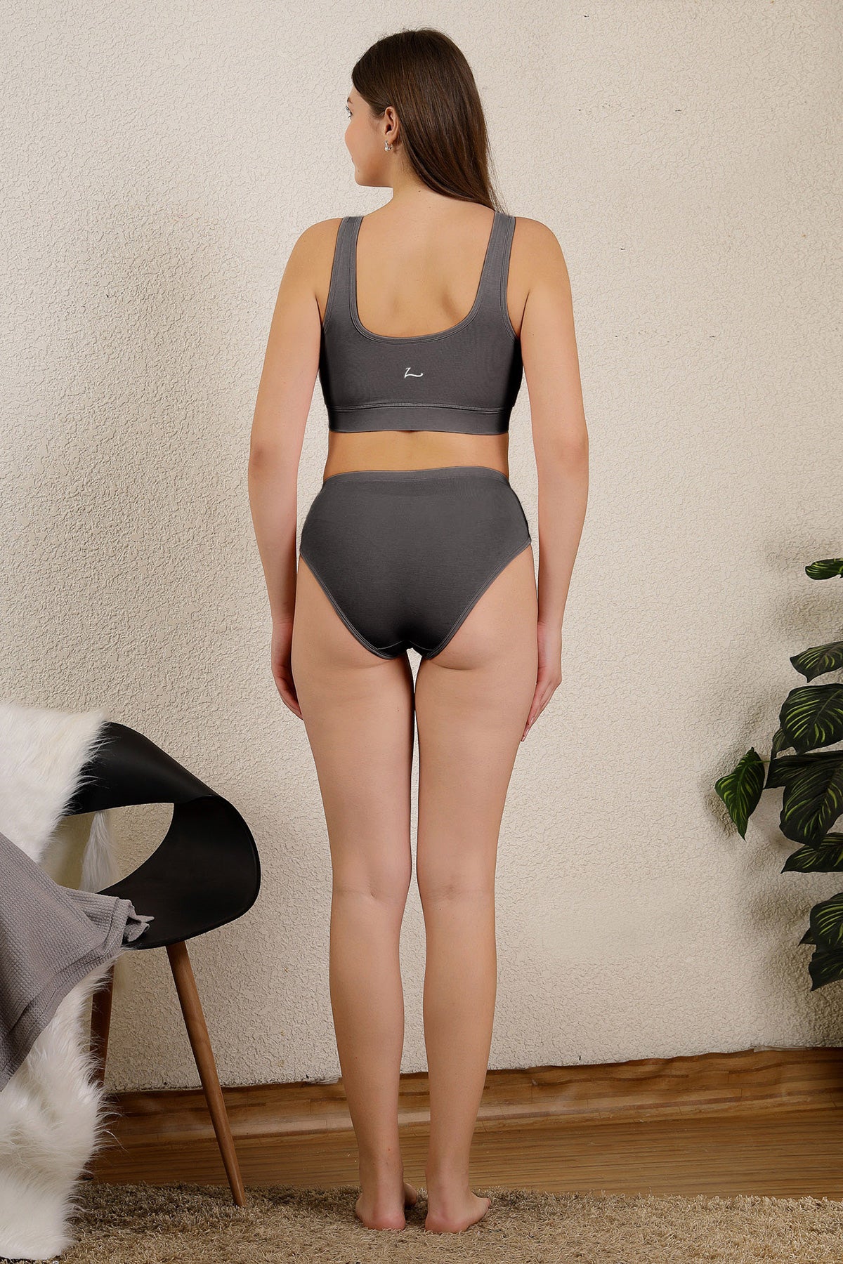 Ruched Modal Front-Open Bra - Ash - Image 10