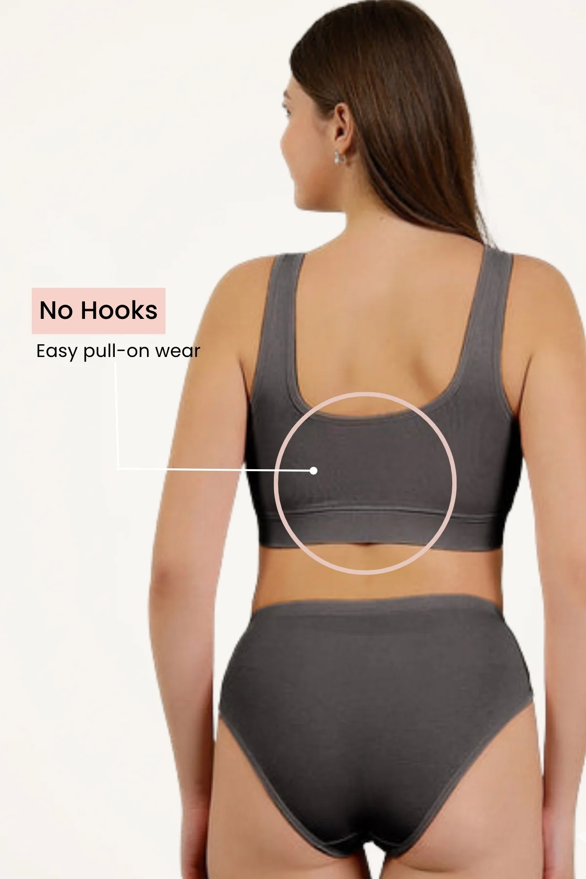Ruched Modal Front-Open Bra - Ash - Image 5