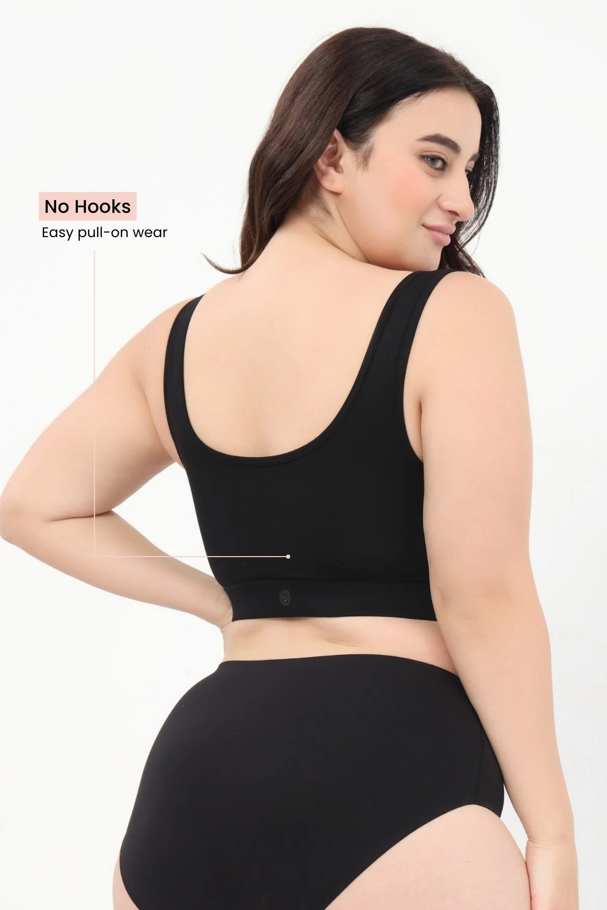 Ruched Modal Front-Open Bra - Black - Image 5