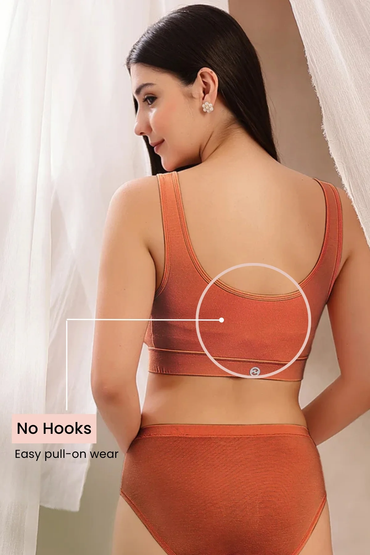 Ruched Modal Front-Open Bra - Rust - Image 5