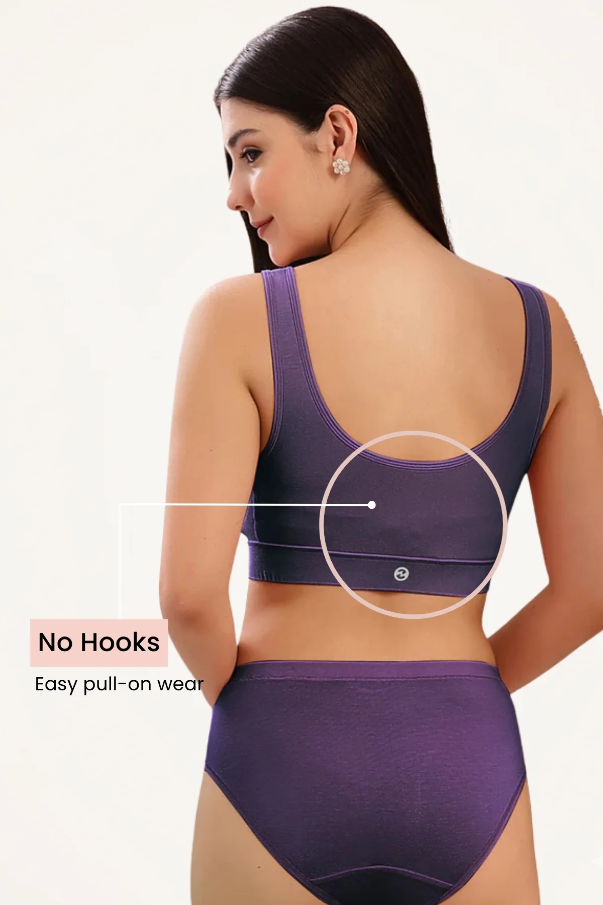 Ruched Modal Front-Open Bra - Wine - Image 5