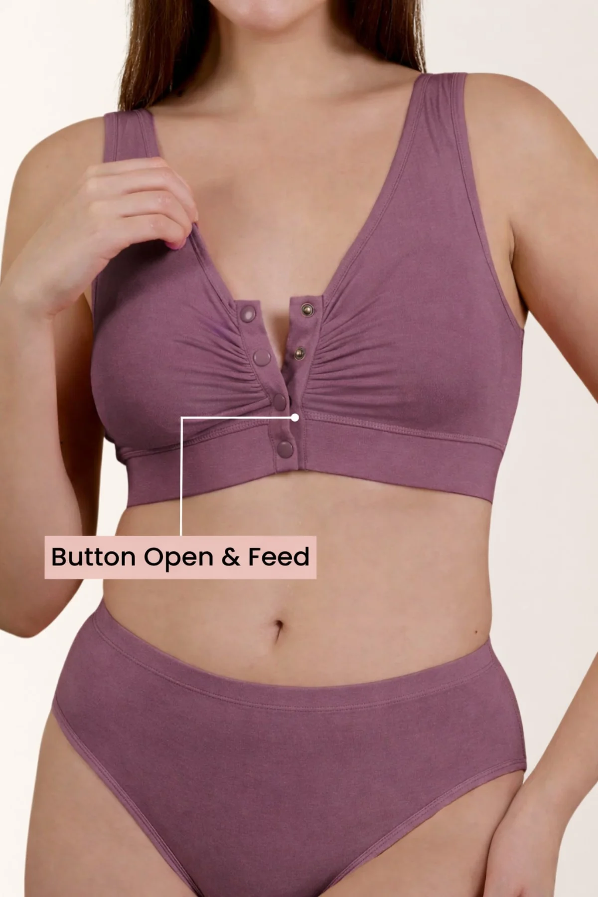 Ruched Pack of 2 Modal Front-Open Bra - (Lavender, Matcha) - Image 8
