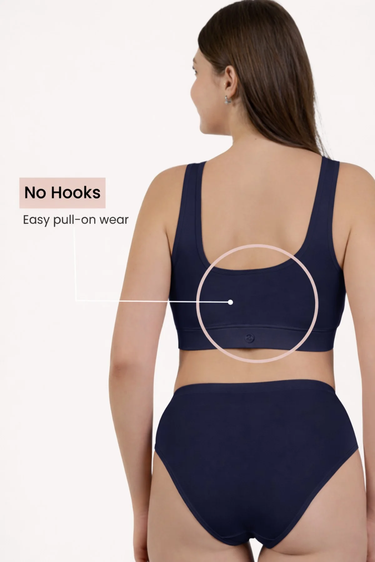 Ruched Pack of 2 Modal Front-Open Bra - (Navy, Brown) - Image 5