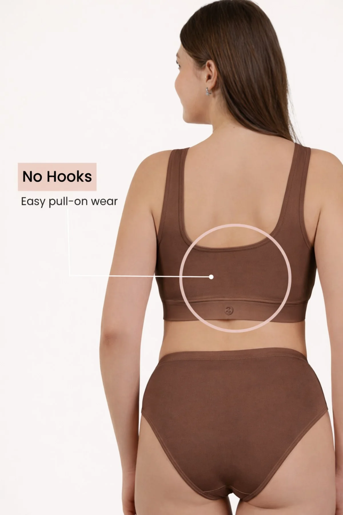 Ruched Pack of 2 Modal Front-Open Bra - (Navy, Brown) - Image 7